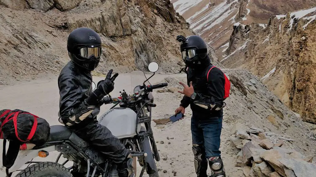 Two riders with a motorcycle camera on the helmet