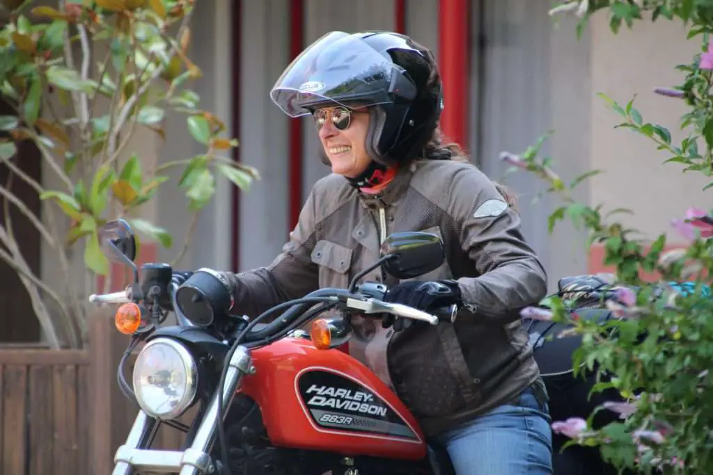 Woman riding motorcycle