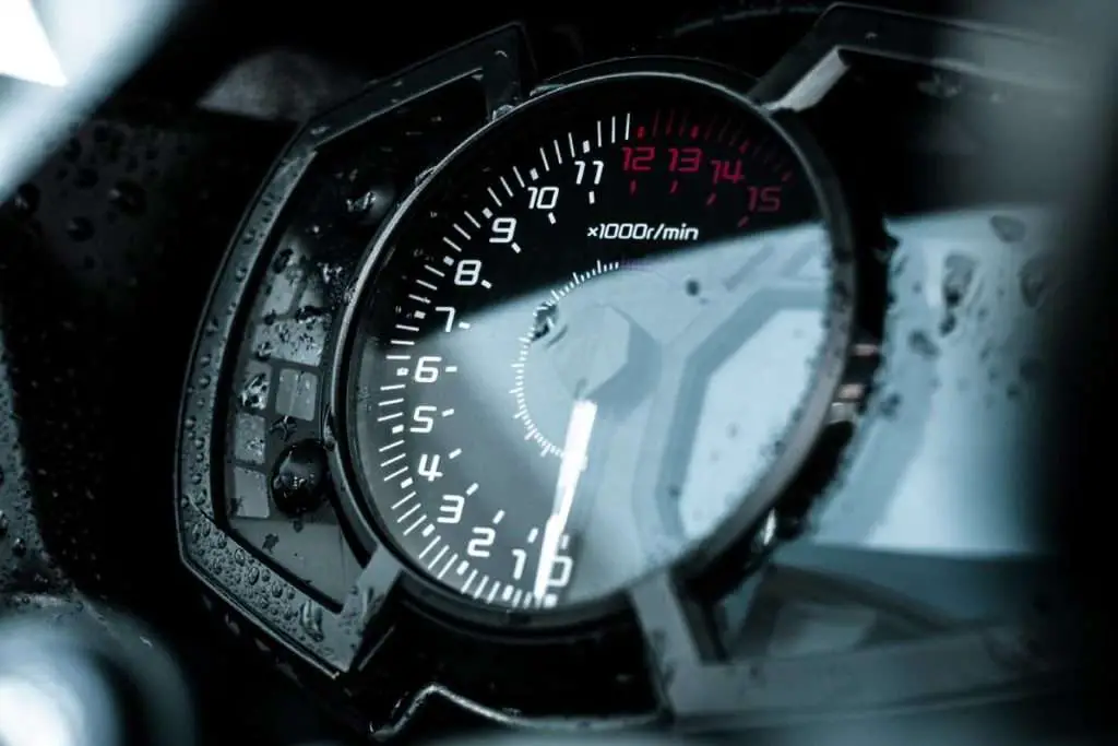 Motorcycle tachometer close-up