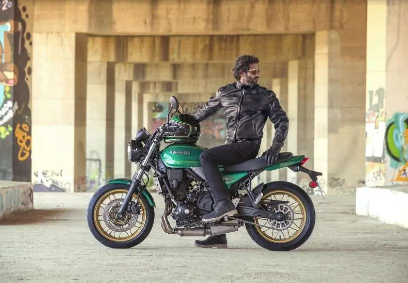 2022 Kawasaki Z650RS with a rider looking back