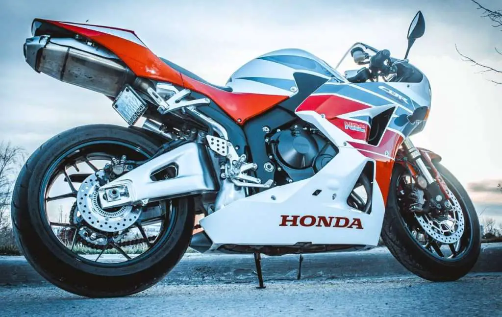 Honda CBR motorcycle from the bottom